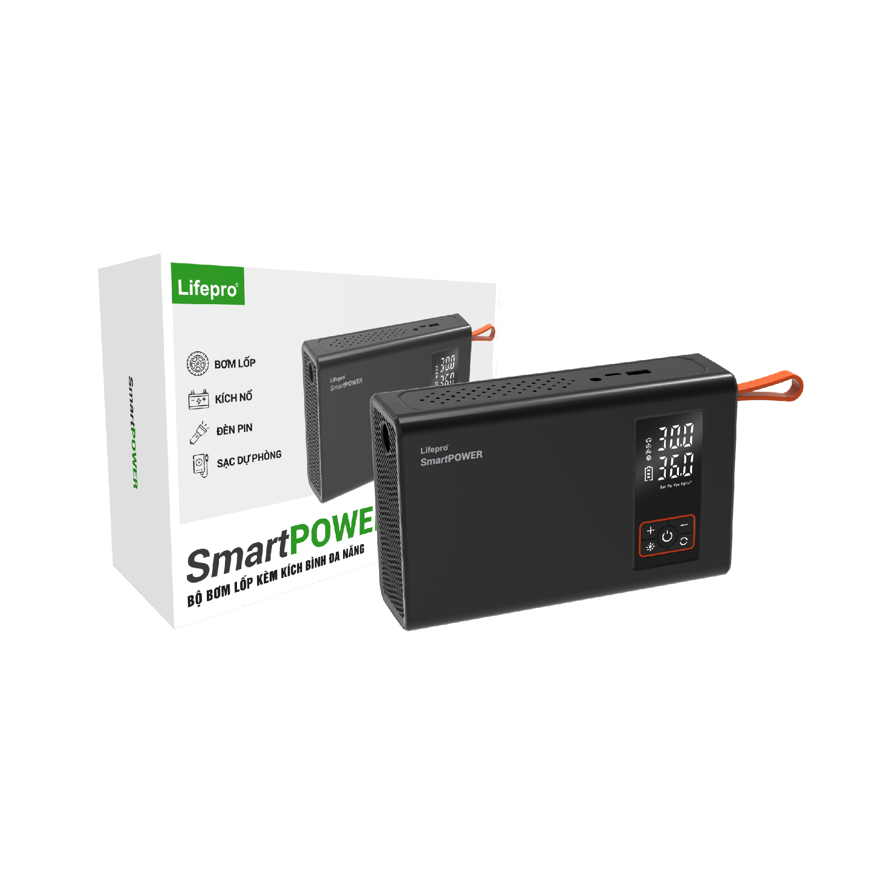 Bộ bơm lốp kèm kích bình đa năng SmartPOWER